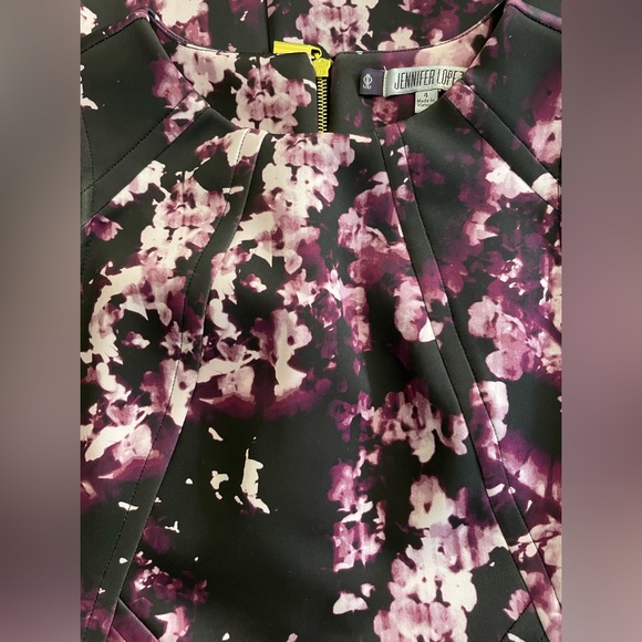 Jennifer Lopez Magenta Purple Abstract Fit & Flare Scuba Dress Size 4 - Picture 6 of 11